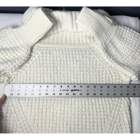 Express Sweater Womens XS White Cowl Neck Chunky Knit Soft Balloon Bishop Sleeve - Picture 10 of 14